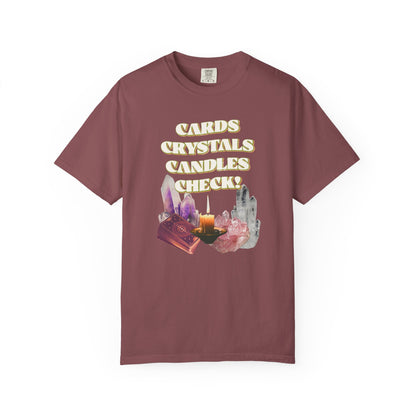 Cards, Crystals, Candles, Check T-Shirt
