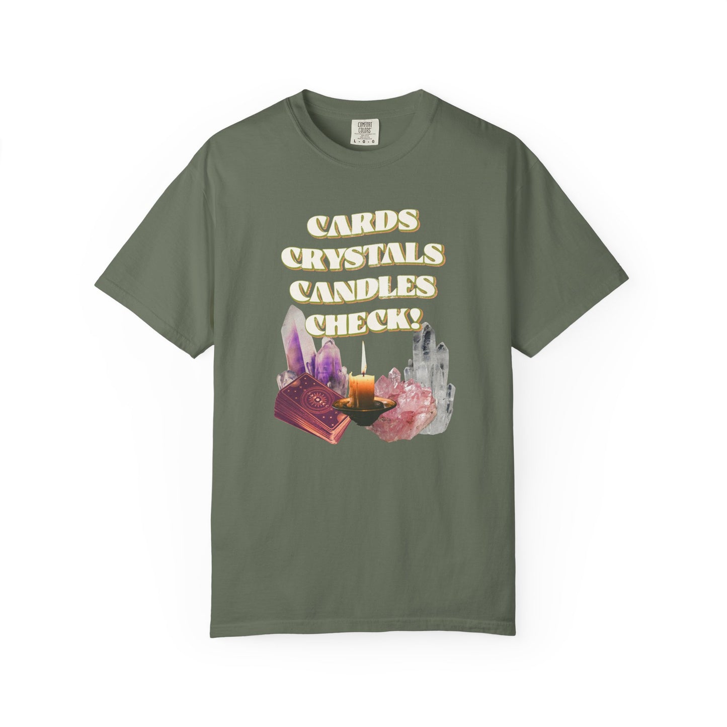 Cards, Crystals, Candles, Check T-Shirt