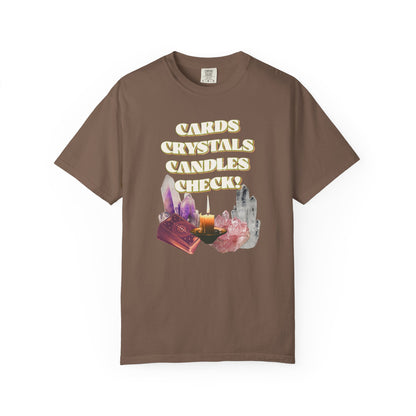 Cards, Crystals, Candles, Check T-Shirt