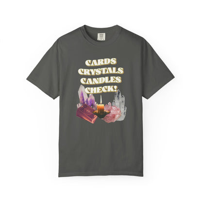 Cards, Crystals, Candles, Check T-Shirt