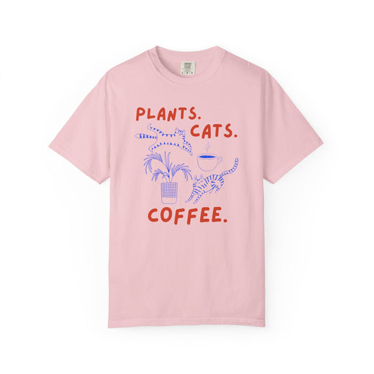 Plants. Cats. Coffee. T-Shirt Printify