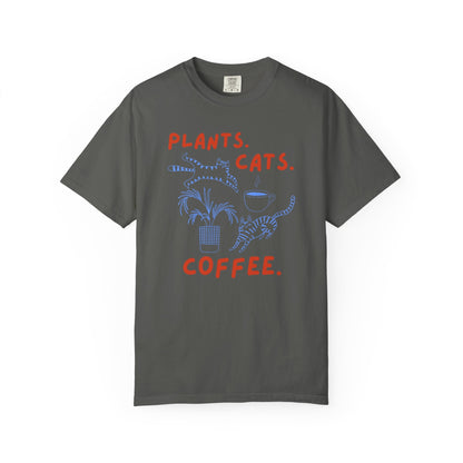 Plants. Cats. Coffee. T-Shirt Printify