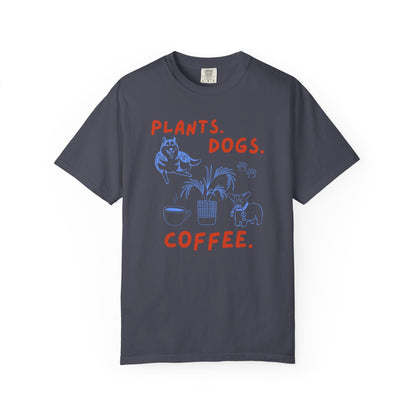 Plants. Dogs. Coffee. T-Shirt Printify